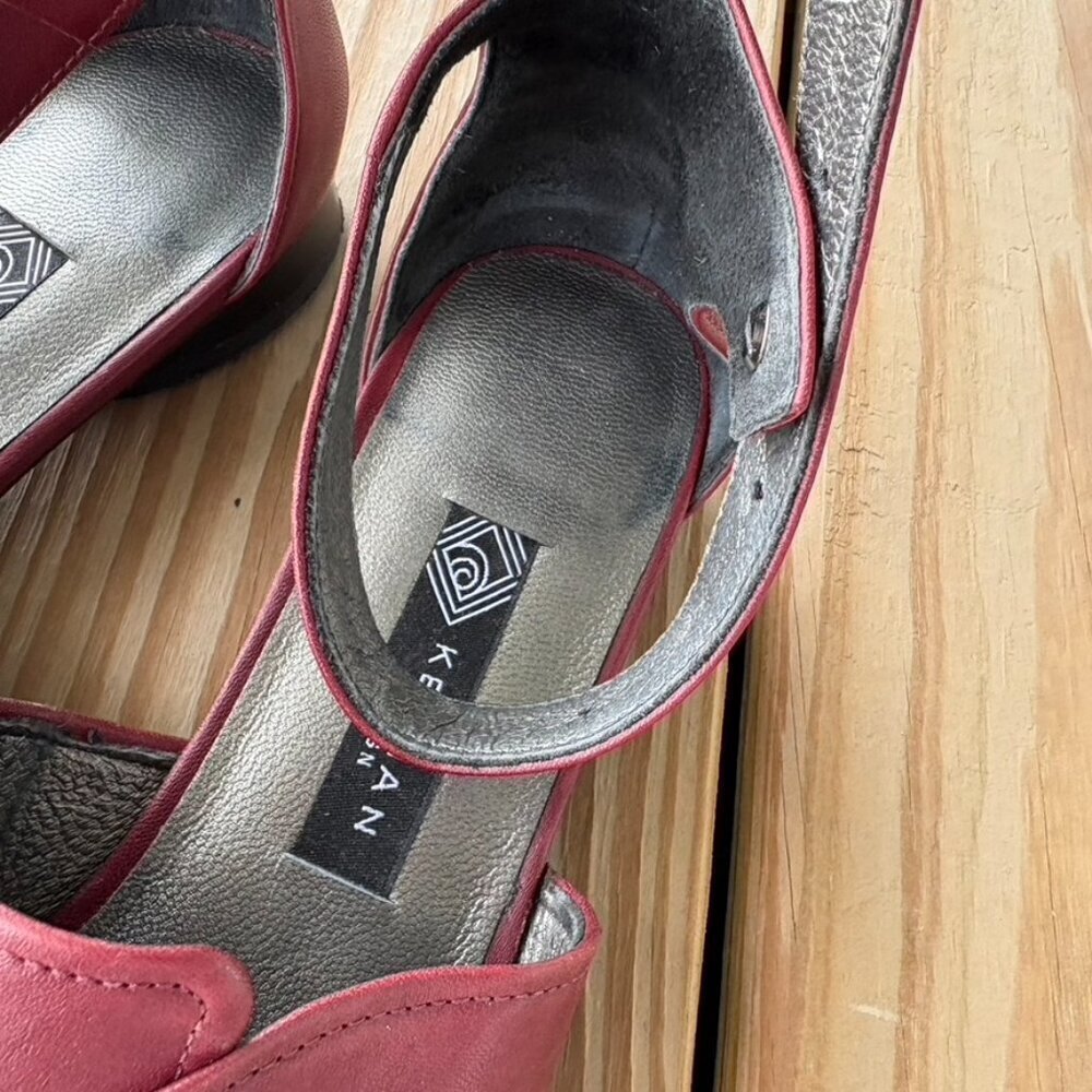 ** Keyman Design Leather Maroon kitten heel sandals 38 - Picture 3 of 7